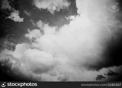 stormy weather concept with retro stained paper background, toned f/x