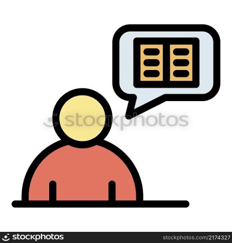 Storyteller thinking icon. Outline storyteller thinking vector icon color flat isolated. Storyteller thinking icon color outline vector
