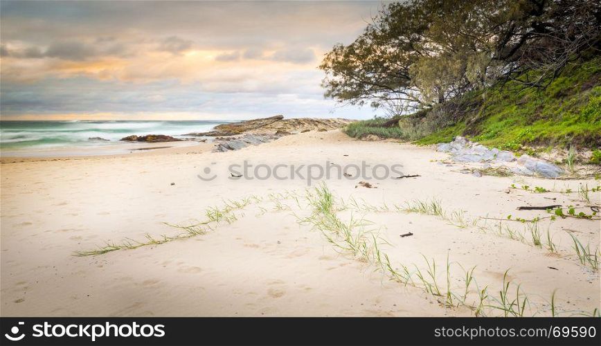 Stradbroke Island beach sunrise on Deadmans Beach in Queensland, Australia