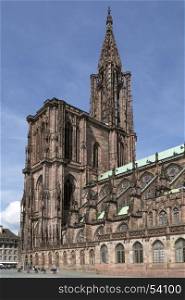 Strasbourg Cathedral or the Cathedral of Our Lady of Strasbourg - a Roman Catholic cathedral in Strasbourg in the Alsace region of France.