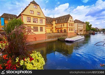 Strasbourg city facades and river Alsace France. Strasbourg city facades and river in Alsace France
