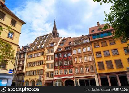 Strasbourg downtown street facades in France. Strasbourg downtown street facades in Alsace France