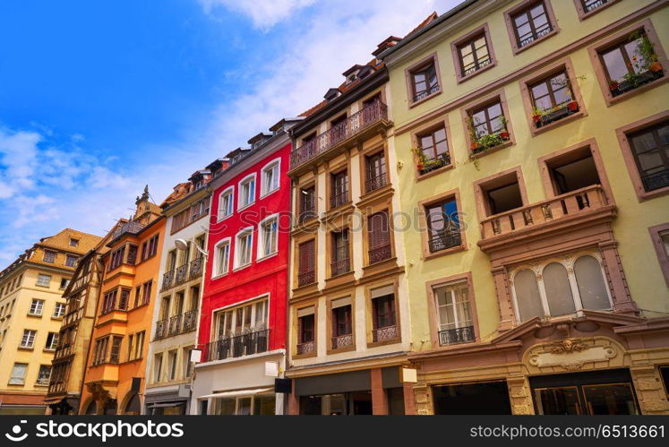 Strasbourg downtown street facades in France. Strasbourg downtown street facades in Alsace France