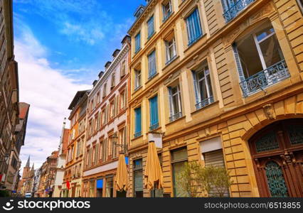 Strasbourg Grand rue street facades in France. Strasbourg Grand rue street facades in Alsace France
