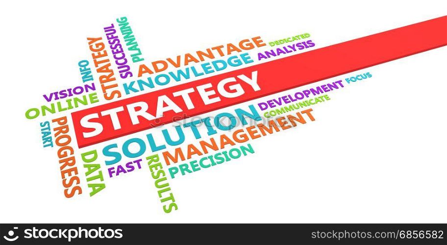 Strategy Word Cloud Concept Isolated on White. Strategy Word Cloud