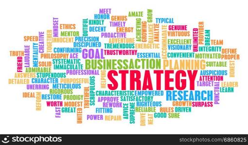 Strategy Word Cloud Concept on White. Strategy Word Cloud Concept