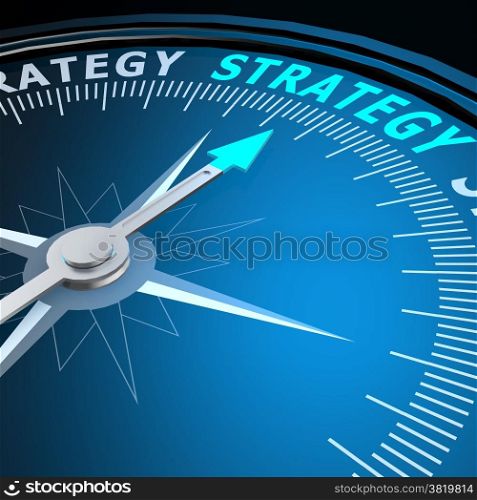 Strategy word on compass image with hi-res rendered artwork that could be used for any graphic design.. Strategy word on compass