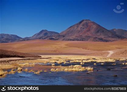 stratovolcano Cerro Colorado near Rio Putana in Atacama region, Chile