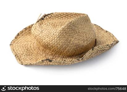 straw hat old isolated with clipping path