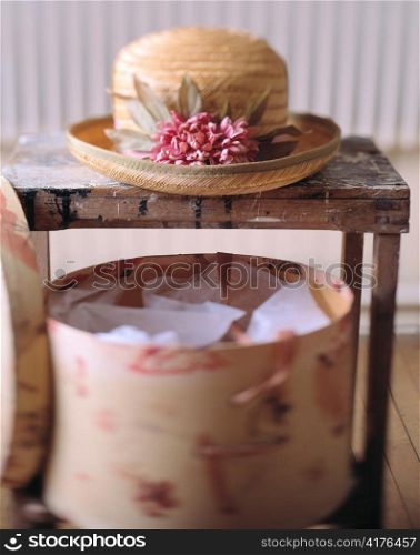 Straw Hat with Hat Box