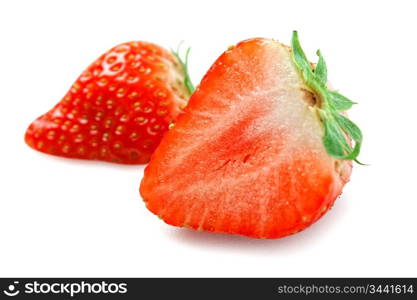strawberries cut isolated on white background