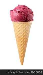 strawberries ice cream waffle cone isolated on white background. strawberries ice cream waffle cone on white background