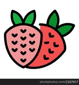 Strawberries icon. Outline strawberries vector icon color flat isolated. Strawberries icon color outline vector