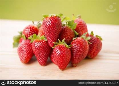 strawberries on garden&rsquo;s table, outdoor picture