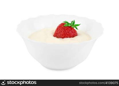 Strawberries with cream isolated on white background