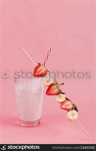 strawberry banana beverage glass