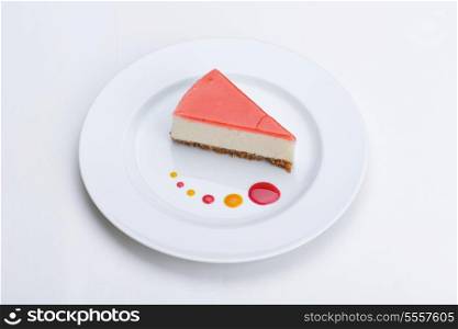 strawberry cheese cake isolated on white background
