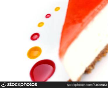 strawberry cheese cake isolated on white background