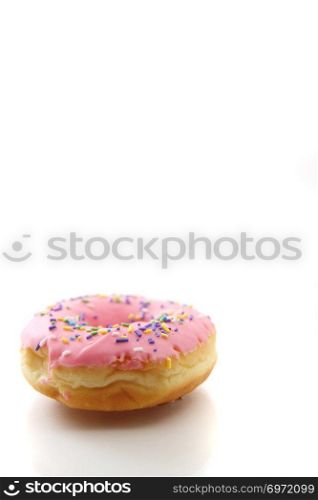 Strawberry chocolate donut isolated in white background