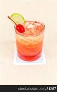 strawberry cocktail with cherry and lime