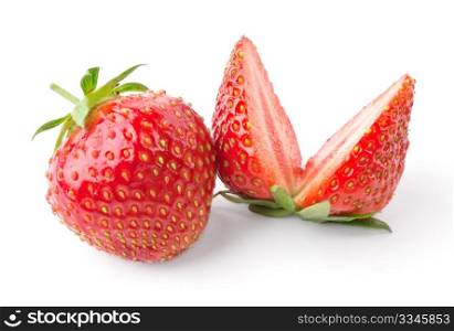 strawberry cut in half. strawberry cut in half isolated on white background