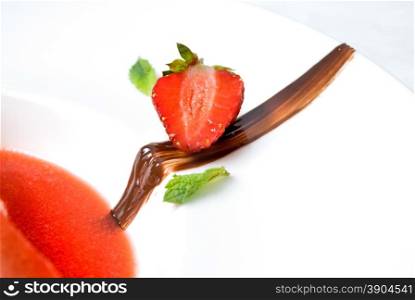 strawberry dessert on the plate