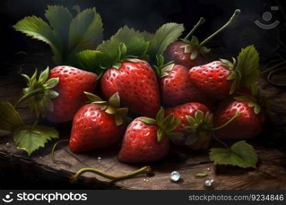 Strawberry eco bush. Garden farm. Generate Ai. Strawberry eco bush. Generate Ai