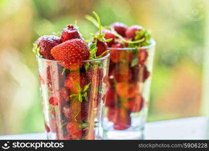 Strawberry. Fresh ripe strawberry in a glass