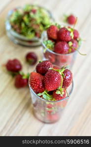 Strawberry. Fresh ripe strawberry in a glass