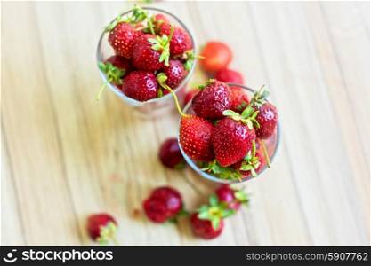 Strawberry. Fresh ripe strawberry in a glass