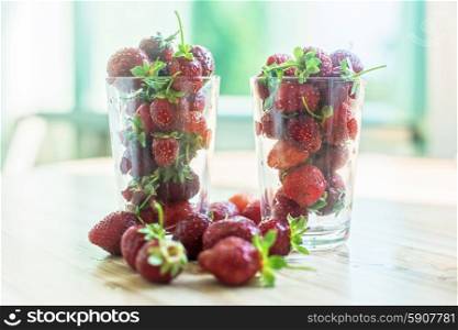 Strawberry. Fresh ripe strawberry in a glass