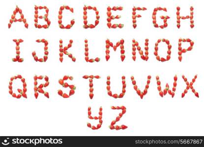 Strawberry health alphabet isolated on white background