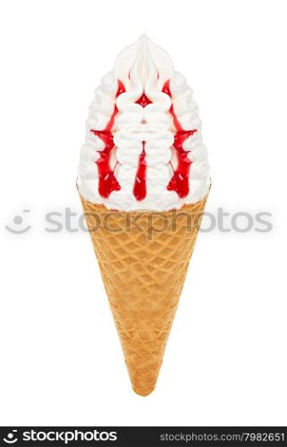 Strawberry ice cream with cone isolated