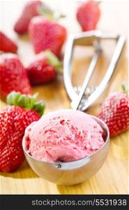 strawberry ice cream with fresh berries