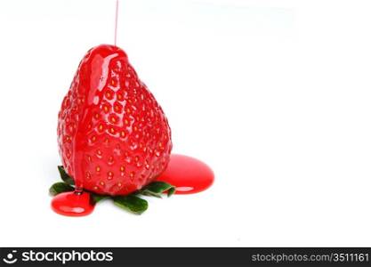 strawberry in syrup isolated on white