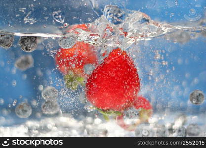 Strawberry in water