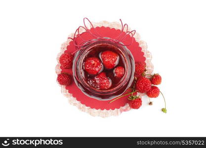 Strawberry jam with fresh strawberries