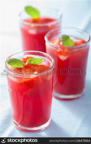 strawberry juice with mint. summer drink
