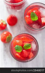 strawberry juice with mint summer drink