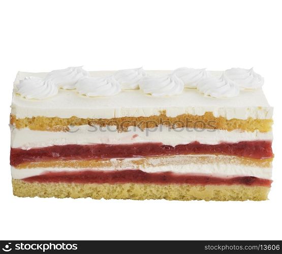 Strawberry Layered Cake Isolated On White Background