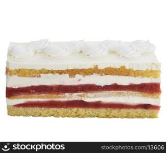Strawberry Layered Cake Isolated On White Background