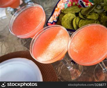 Strawberry margarita cocktails