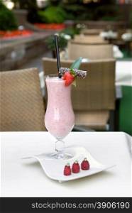 strawberry milkshake on the table