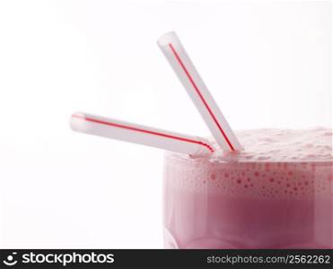 Strawberry Milkshake With Straws