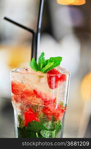 Strawberry mohito cocktail