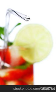 strawberry mojito isolated on white