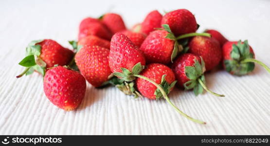 Strawberry on a white cloth.