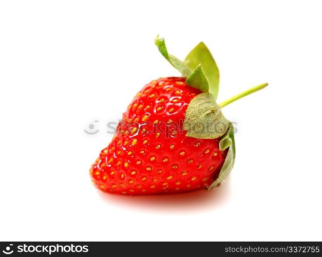 Strawberry. One strawberry fruit, isolated towards white