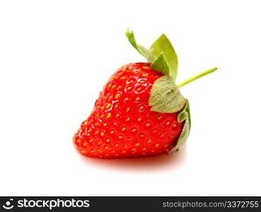 Strawberry. One strawberry fruit, isolated towards white