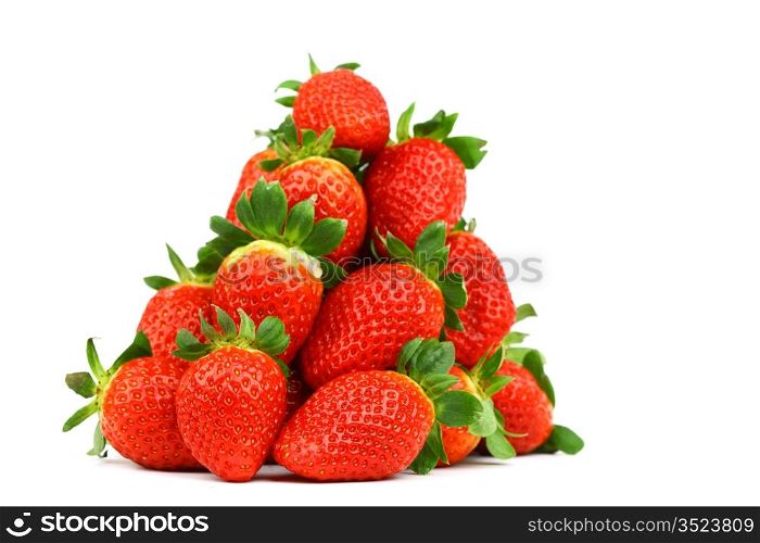 strawberry pile isolated on white background